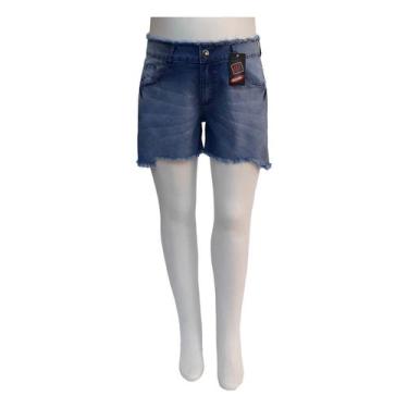 Imagem de Short Jeans Feminino Barra Simétrica Cós Desfiado Plus Size - Razure