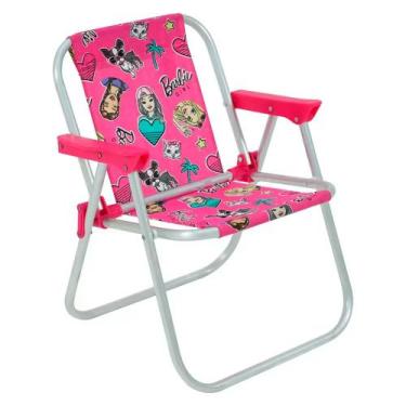 Imagem de Cadeira Infantil De Praia Em Alumínio Barbie Rosa Bel Fix - Belfix