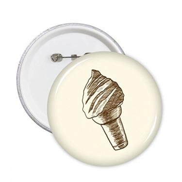 Imagem de Cones marrons para esboço à mão sorvete alfinetes redondos botão crachá decoração de roupas 5 peças presente