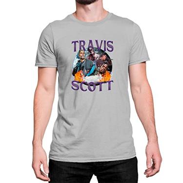 Imagem de Camiseta Basica Travis Scott Mundo Astro World Fogo Rapper Cor:Cinza;Tamanho:M