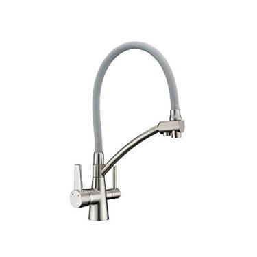 Imagem de Torneiras Da Cozinha Torneira Da Pia Da Cozinha Com Alça Dupla 3 Em 1 Filtro De Água Purificador Torneira Dourado, Branco (Cor: Preto) (Branco)