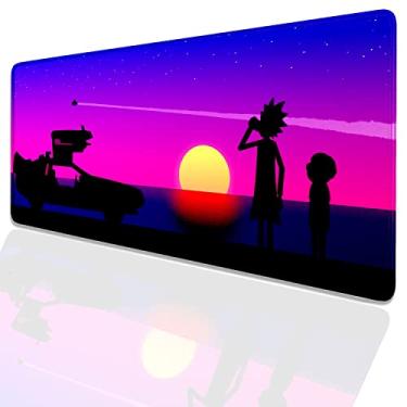 Imagem de Mouse pad grande para jogos estendido para Rick and Morty, mousepad com bordas costuradas com base de borracha antiderrapante para laptop computador desktop teclado (70 cm x 30 cm x 0,3 cm) (R-M-Sunset)