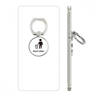 Imagem de Anel de telefone com padrão de símbolo preto Don't Litter, suporte ajustável