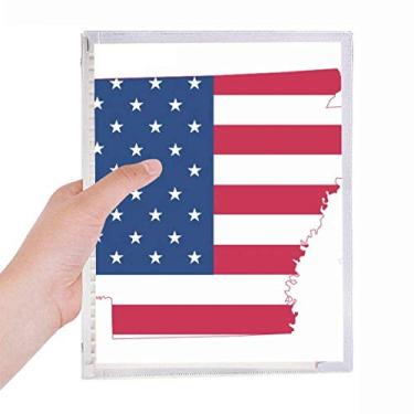 Imagem de Caderno em forma de bandeira de listras do mapa da América do Arkansas em espiral recarregável