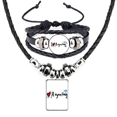 Imagem de I Love Argenting Bandeira da Palavra Amor Ilustração Coração Colar Pulseira Conjunto de Joias