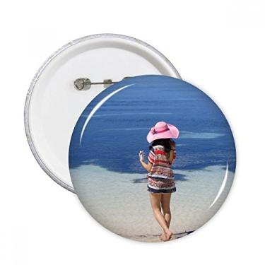 Imagem de Onda de praia Ellie Yao Sea Back Sight Round Pins Badge Decoração de roupas 5 peças Presente