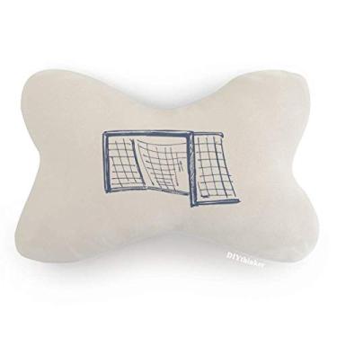 Imagem de DIYthinker Almofada de apoio de cabeça para decoração de pescoço com padrão de rede para porta de futebol azul