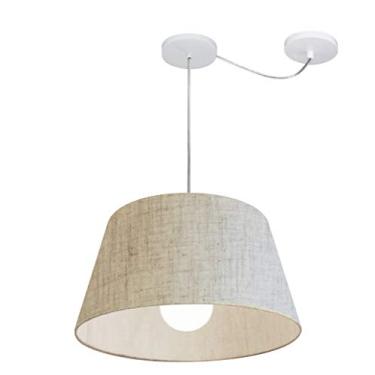 Imagem de Lustre Pendente com Desvio de Centro Cúpula Tecido 21/30x40 cm, Vivare Iluminação, Pendente4273 RST, Rustico Bege, Médio