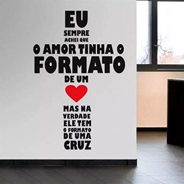Imagem de Adesivo de parede frase Coração, Cruz 48cm x 80cm