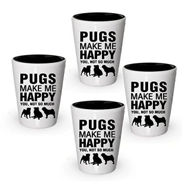 Imagem de Pugs Shot Glass - Pugs make me Happy - Presentes para amantes de pug (4)