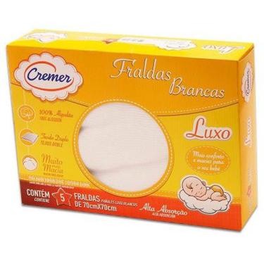 Imagem de Fralda de Pano Cremer Luxo branca - caixa c/5