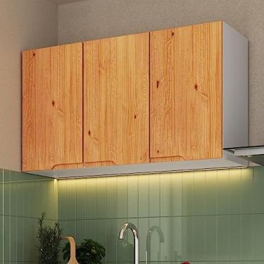 Imagem de Armário Aéreo 120cm 3 Portas Madeira Maciça/mdf Ikigai Artemobili Branco/carvalho
