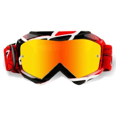 Imagem de NENKI Óculos de motocross para jovens e crianças ATV Dirt Bike Goggles MX para motocicleta off-road com antiembaçamento e 100% de proteção UV, lentes coloridas vermelhas
