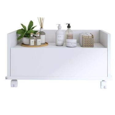 Imagem de Gabinete Para Banheiro Armário Com Rodinhas 60cm Branco Multiuso - Ajl