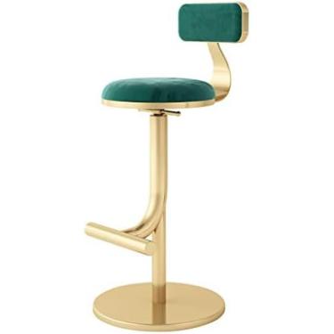 Imagem de Cadeira De Banco De Bar Com Altura Ajustável Com Encosto, Cadeiras De Bar, Encosto Alto Redondo De Veludo, Assento Para Café Da Manhã, Cozinha, Balcão, Pernas Douradas,Verde,Bonny369