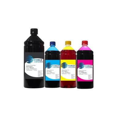 Imagem de Kit 4 Tintas Para Impressoras L3110 L1250 L5190 544 1,25 Litro World