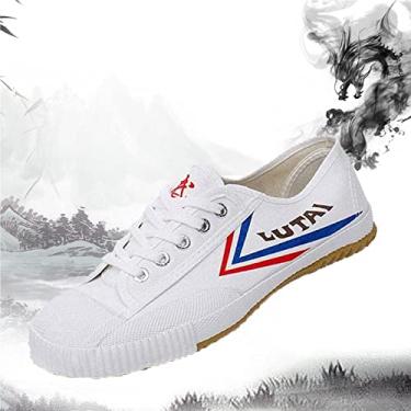Imagem de TECDOTO Sapatos de artes marciais para adultos sapatos clássicos de Kung Fu tênis unissex Tai-Chi tênis fashion antiderrapante lona sola de borracha, branco-26EU
