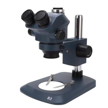 Imagem de Microscópio Estéreo Trinocular 7X a 50X 0.5X 2X Lente Auxiliar Três Objetivas Confocal WF10X22mm Ocular para Observação de Pesquisa