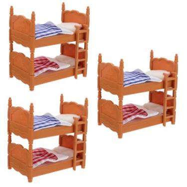 Imagem de Toyvian 3 Pecas cama brinquedos de madeira para crianças brinquedos infantis brinquedos para meninas beliches para crianças móveis de mini quarto móveis para casa de boneca