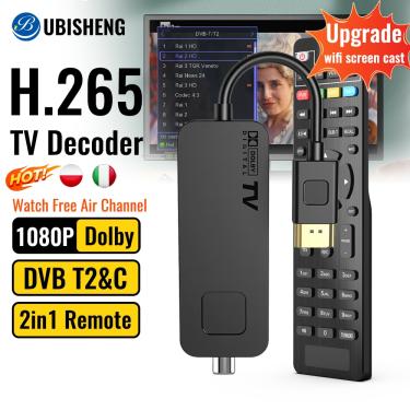 Imagem de UBISHENG H.265 DVB T2 Receptor de TV Digital Terrestre 1080P FTA Decodificador TV T2 Mídia TV Box