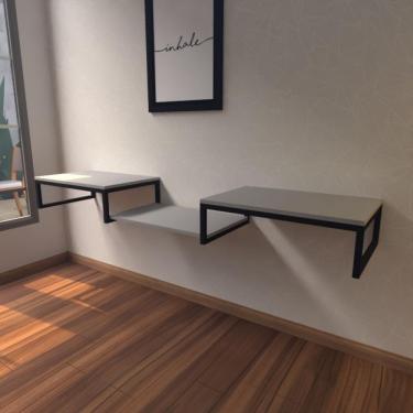 Imagem de Aparador Industrial Cinza Moderno Cantinho Café Escritorio Simples Bancada Suspensa