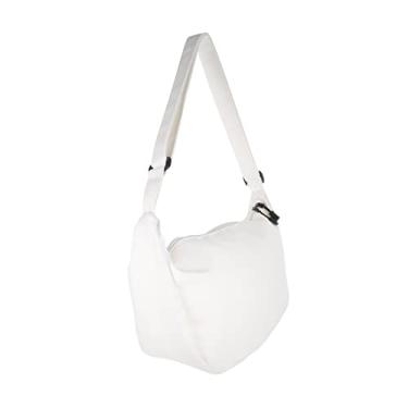Imagem de Adorainbow Bolsa de lona bolsa mensageiro bolsa de compras bolsa de ombro simples bolsa feminina transversal bolsa feminina bolsa sacola com, Branco, 32X21CM