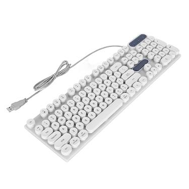 Imagem de TOPINCN Teclado para jogos, teclado de escritório, com fio, ergonômico, à prova d'água, 104 teclas, retroiluminado, para desktop (Punk White)
