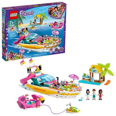 Imagem de LEGO Friends Party Boat 41433 Including LEGO Friends Emma, Andrea and Ethan Mini-Doll Figures, Beach Store and Flamingo Party Boat, Great Summer Toy for Kids (640 Pieces)