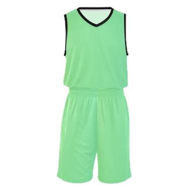 Imagem de Camiseta de basquete infantil gradiente laranja azul, ajuste confortável, camiseta de treino de futebol 5 a 13 anos, Verde dégradé, GG