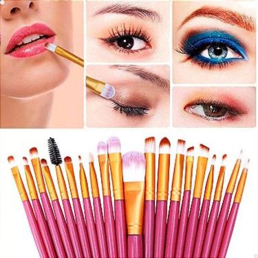 Imagem de Kit Completo 20 Pincéis Profissionais para Maquiagem Lorben com Estojo