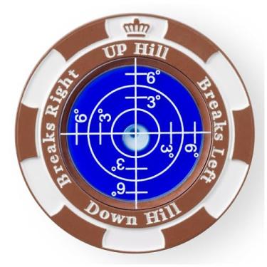 Imagem de SlopeMaster ProGreen Reader – Marcador de bola de clipe de chapéu de golfe com auxílio de leitura verde de alta precisão acessórios de golfe para homens e mulheres (ficha de pôquer, marrom e azul escuro)