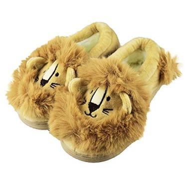 Imagem de Tirzrro – Pantufas infantis infantis de pelúcia quente com sola de espuma de memória para uso interno e externo, Bege, 1-2 Little Kid