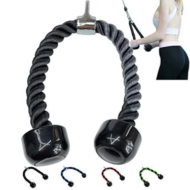 Imagem de AOHO MOOON Upgrades Trícep Rope LAT Pull Down Cable Attachment, 68.6 cm, acessórios para máquina de exercício, sistema de polia, corda de ginástica e treino.