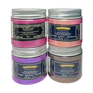 Imagem de CSY art gallery Conjunto de tinta acrílica metálica com efeito iridescente de dois tons, cor rosa, 60 ml Bottel, pigmento rico à base de água, alto brilho, não tóxico para artistas e pintores de hobby