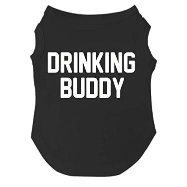Imagem de Tamanhos de camisetas Drinking Buddy Dog para filhotes, brinquedos e raças grandes (preta, GG 11)