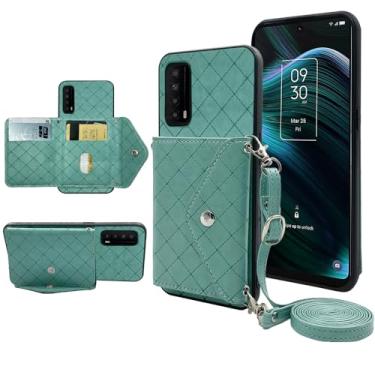Imagem de Furiet Capa carteira compatível com TCL Stylus 5G 2022 com alça de ombro transversal e suporte de couro para cartão de crédito, acessórios para celular TLC Stylo G5 6.81 T779W feminino verde