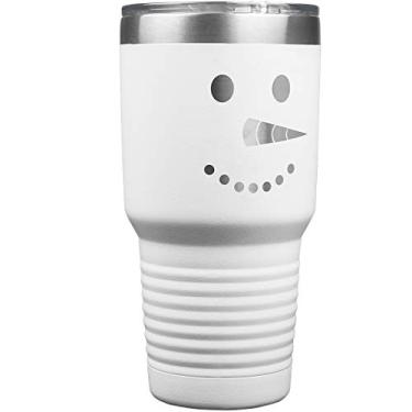 Imagem de Copos temáticos de Natal divertidos - incluindo vinho, pilsner, e viagem. Ã“timos para amigos e entes queridos (branco - boneco de neve)