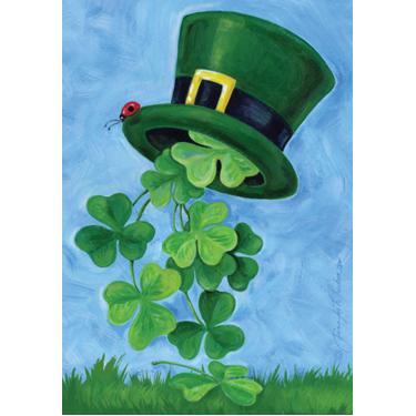 Imagem de Toland Home Garden Shamrock Shower 32,5 x 45,7 cm decorativa Dia de São Patrício duende cartola bandeira de jardim