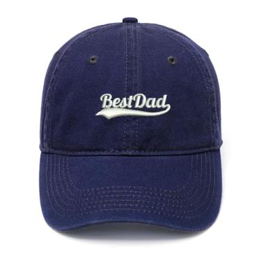 Imagem de Boné de beisebol masculino bordado Best Dad Ever Algodão Lavado, Azul marino, 7 1/8