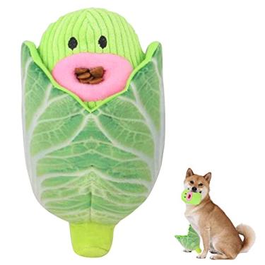 Imagem de Brinquedos de pelúcia para cães D King Foodies, brinquedo para cachorro 2 em 1 com barulhento, brinquedos interativos para cães pequenos e médios (repolho)