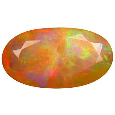 Imagem de 3 quilates AAA+ Qualidade da pedra preciosa de qualidade oval (15 x 8 mm) opala arco-íris etíope não aquecida genuína e extraída da pedra preciosa solta da Terra