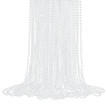 Imagem de XIPENGKEJI Pacote com 36 colares longos de pérolas falsas, joias femininas, colar de pérolas falsas anos 20, acessórios para casamento, Natal, festa de aniversário, combinação de fantasia