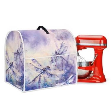 Imagem de Uorisanigo Capas de auxílio de cozinha para batedeira de 6 a 8 litros à prova de poeira capa de processador de alimentos libélula roxa auxílio de cozinha capa protetora de decoração de cozinha