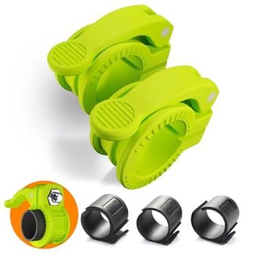 Imagem de ZY-HUAN Mini Pro Grampos de barra 2,5 cm I Colar de barra ajustável em vários tamanhos I Grampos de barra de 2,5 cm Grampos de peso de liberação rápida Par de travas para barra de halteres (verde)