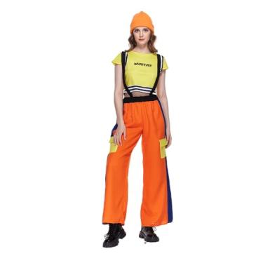 Imagem de EraSpooky Fantasia feminina hip hop hip hop rebelde adulto moda antiga roupas de rua multicoloridas