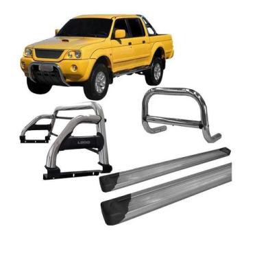 Imagem de Kit Quebra Mato Estribo Santo Antônio H2 L200 004 Cromado - HOZZ