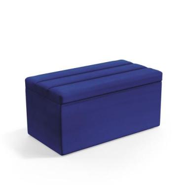 Imagem de Calçadeira Baú Ursa 90 para Cama de Solteiro A-019 Couro Azul Aradecor