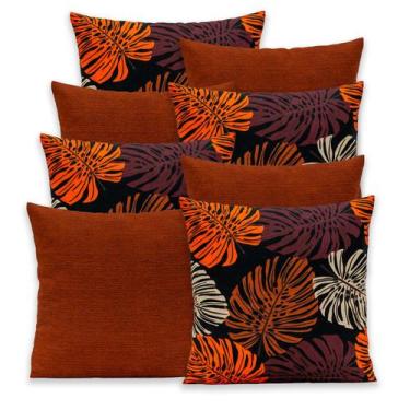 Imagem de Kit 8 Capas de Almofada Lisa e Estampada com Zíper Gorgurinho 40x40cm 