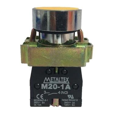 Imagem de Botão Pulsador Amarelo 1NA Metaltex, Amarelo