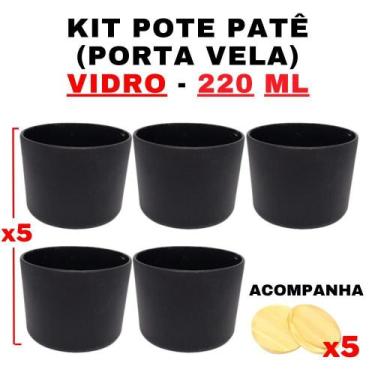 Imagem de Kit Potes De Vidro Patê Preto C/Tampa 220Ml - Senhora Madeira